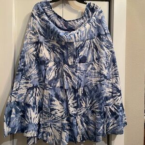 Ruby Rd. Blue and White Floral Pattern Skirt